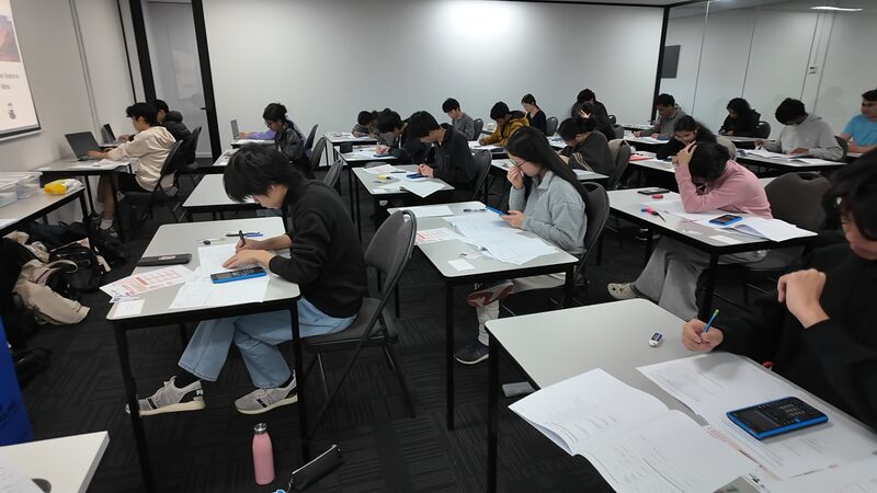 Students completing a timed test