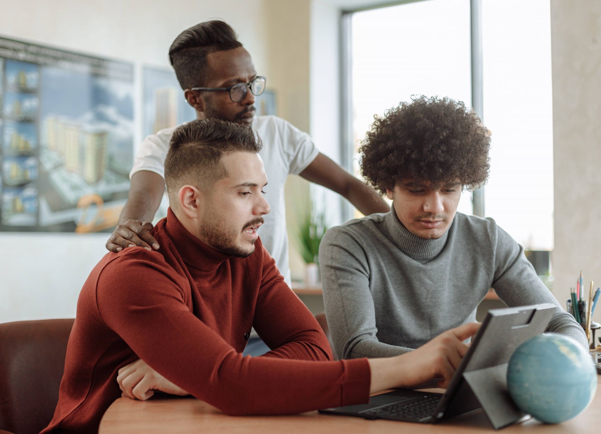 Students concentrating during a classroom activity